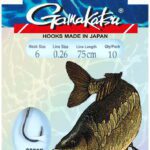 Carlige Legate Gamakatsu Booklet Carp Black 3320f Nr.8 , Fir 024mm/75cm 10 Buc / Plic