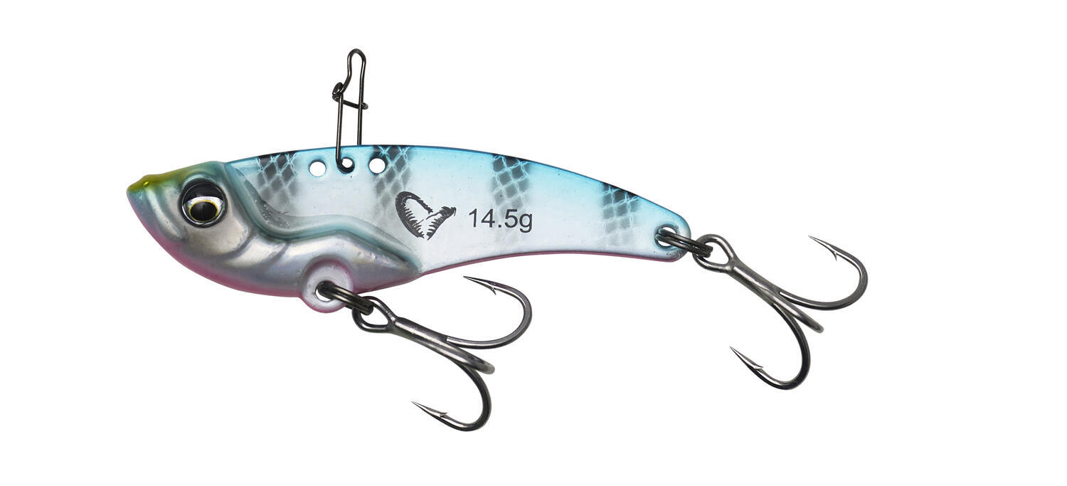 43980b76c722225c11ec230cdd726344.jpg Cicada Vib Blade 5,5Cm/14,5G Blue Pink Stripes - imagine 1